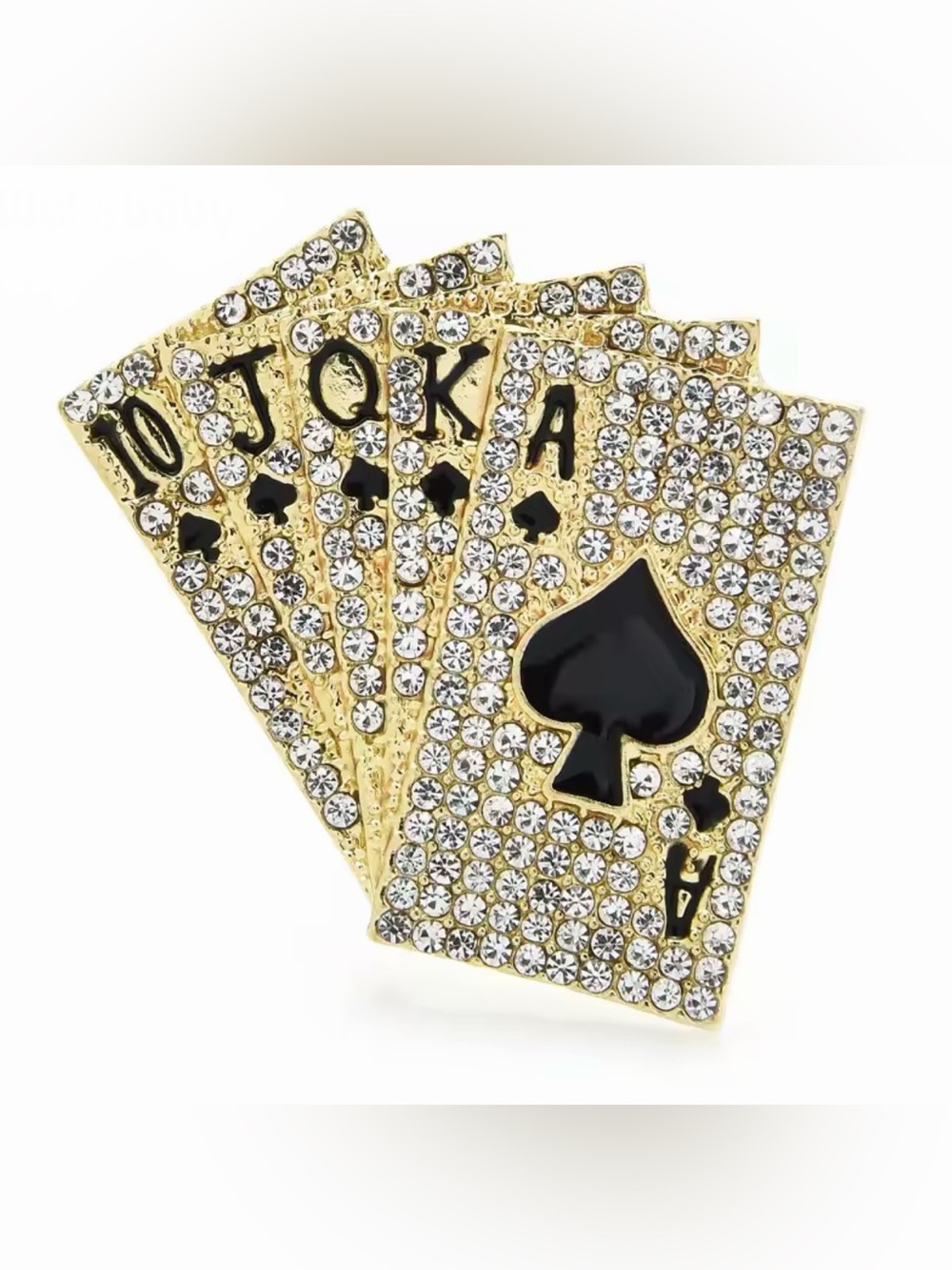 GOLD CRYSTAL POKER BROOCH / PIN / PENDANT